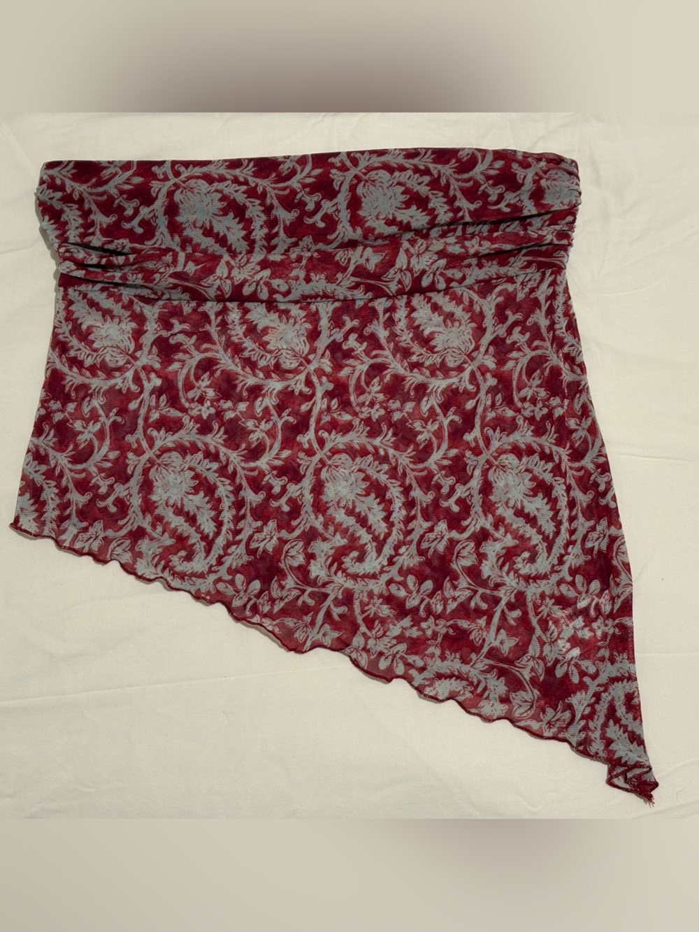 Urban Outfitters Women's Burgundy Asymmetrical Paisley Tube Top